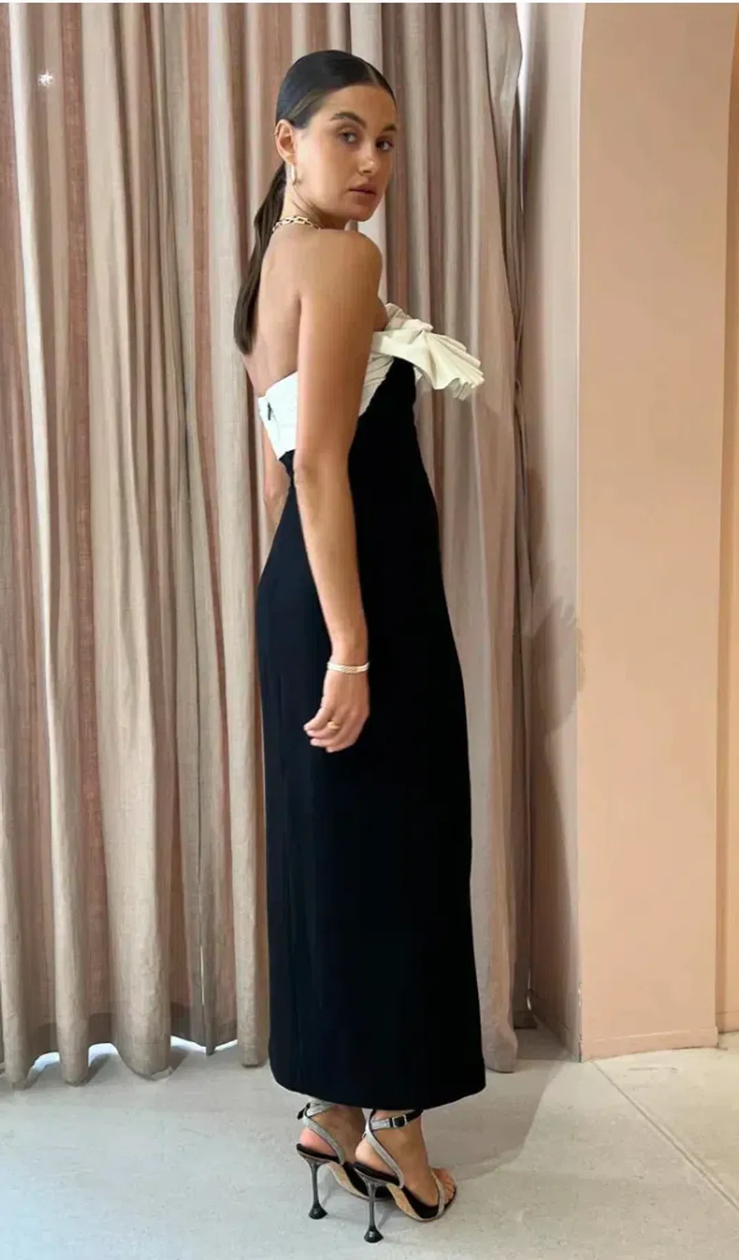 Rachel Gilbert Lavina Midi Dress Black/Ivory Size AU 8 for rent on The Volte - main image