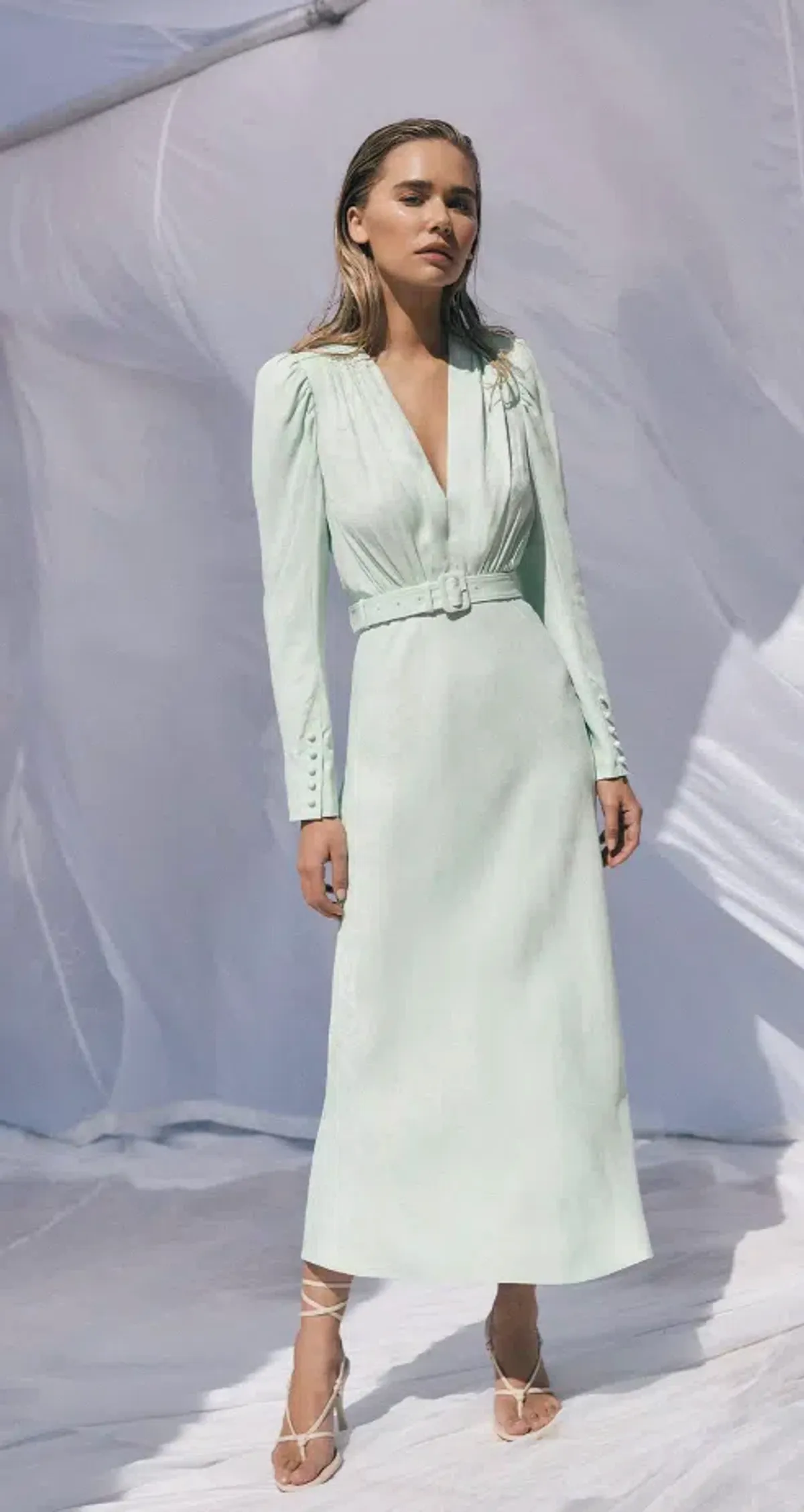 Scanlan Theodore French Jacquard Midi Dress Mint Size 10 - Image 1