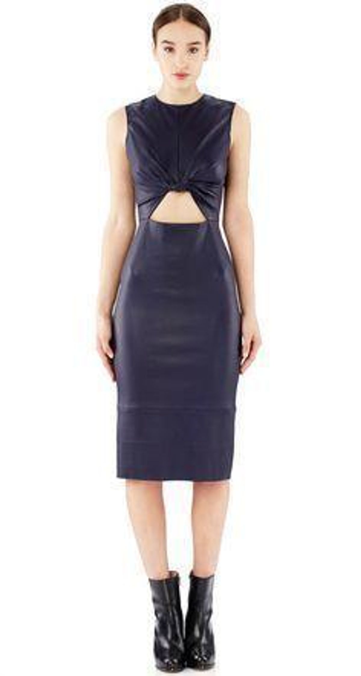 Scanlan Theodore Stretch Leather Twist Front Dress Black Size 8 - Image 3