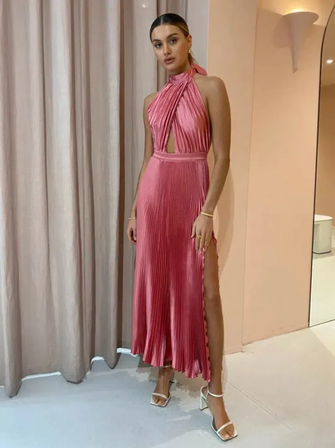 L'Idee Renaissance Split Gown in Dusty Rose Size 8 for rent on The Volte - main image