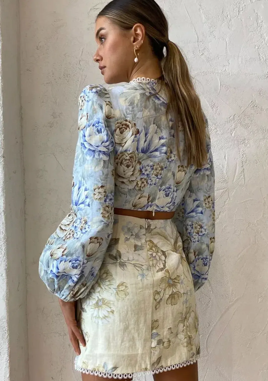 Sonya Moda Cut Out Linen Mini Dress in Botanica Print Size 10 for rent on The Volte - main image