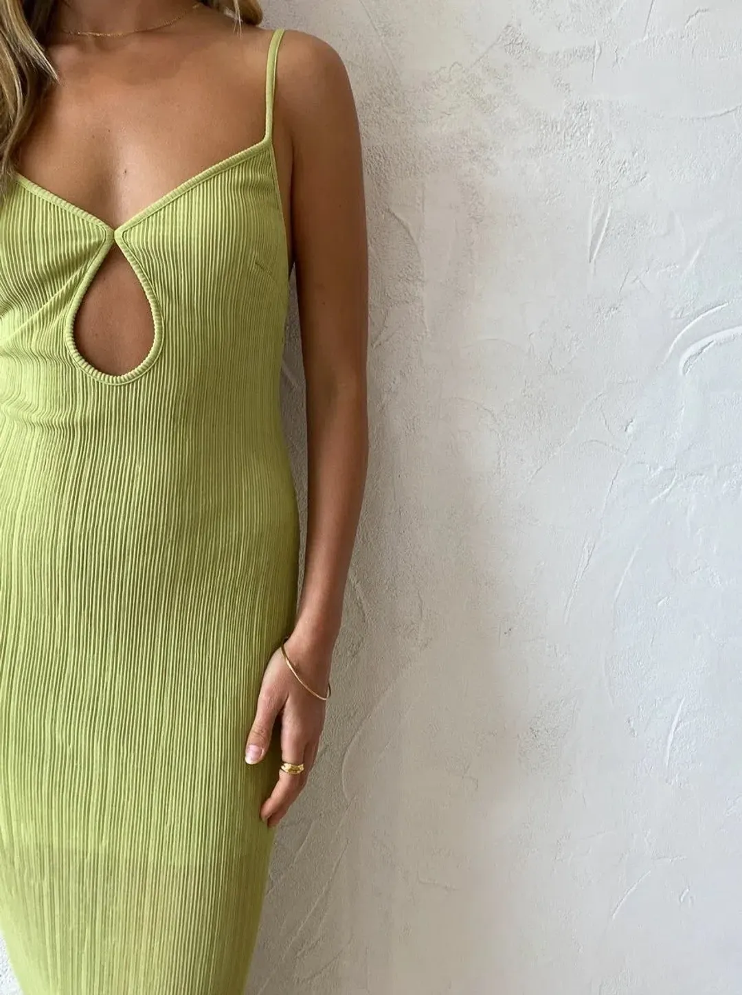 Bec & Bridge Plisse Maxi Dress in Pistachio Size 8  for rent on The Volte - main image