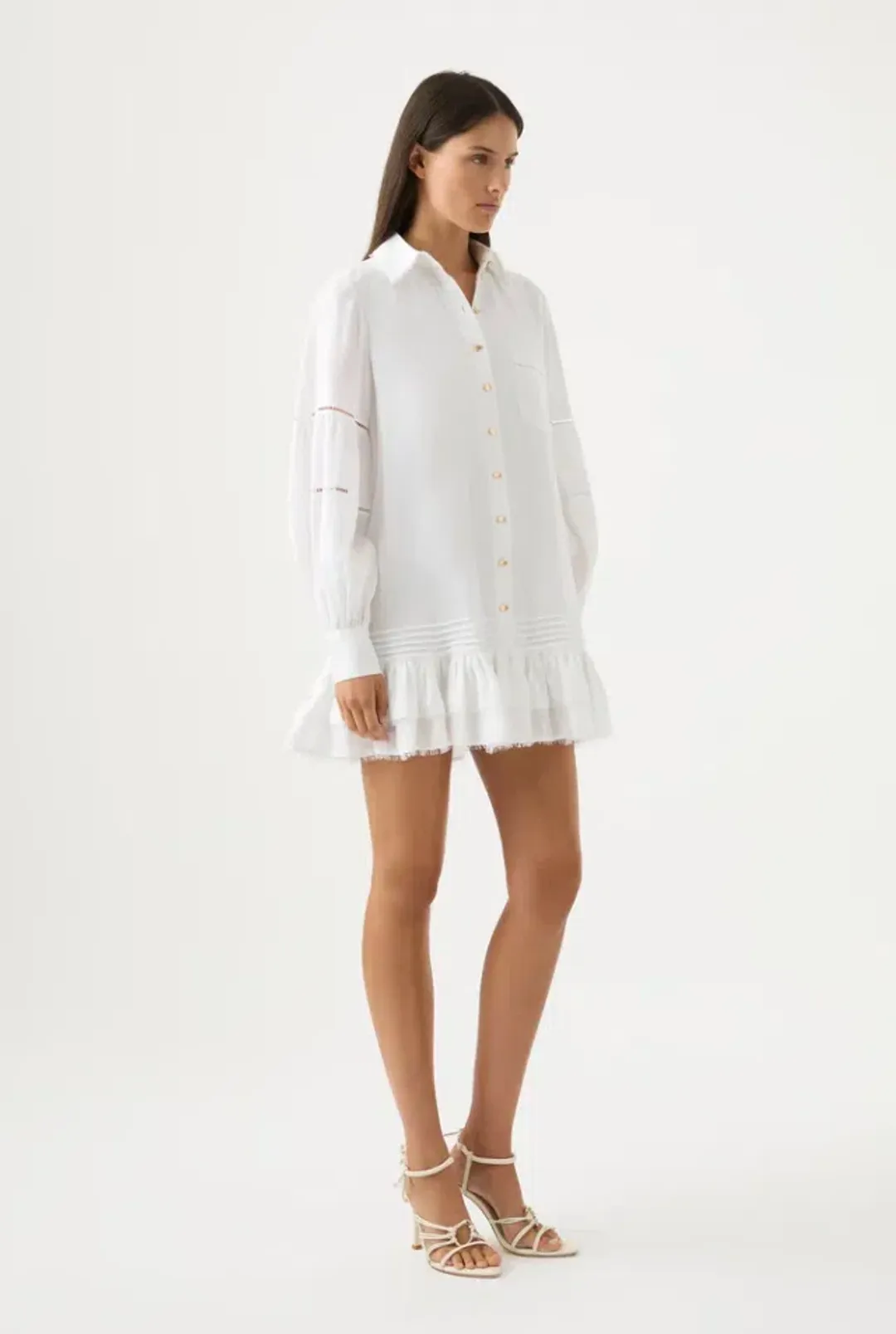 Aje Lotus Shirt Dress White Size 16 for rent on The Volte - main image