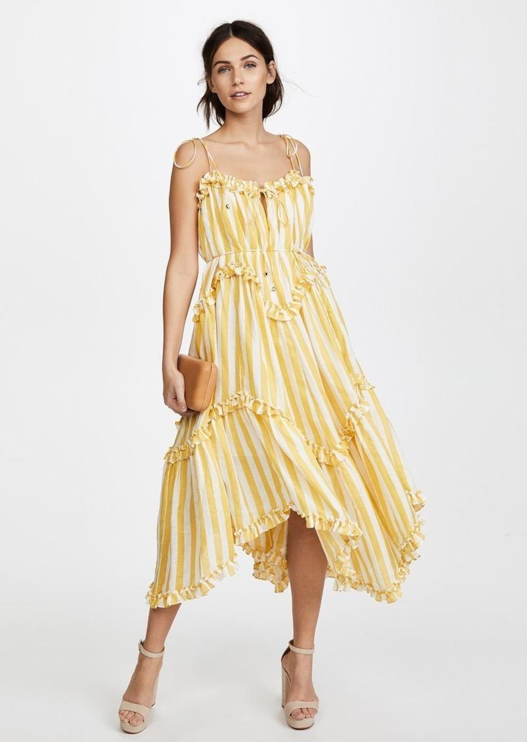 Zimmermann Lumino Floating Stripe Dress Yellow Size 6 for rent on The Volte - main image