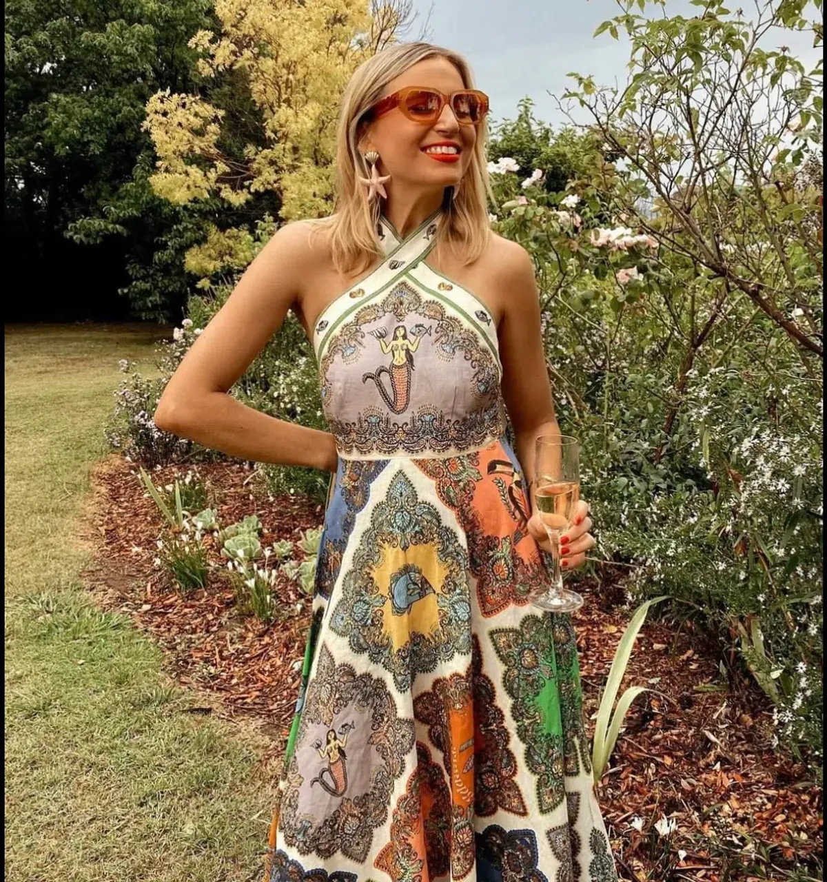 Alemais Trippy Troppo Halter Midi Dress Multicolored Size AU 10 - Image 3