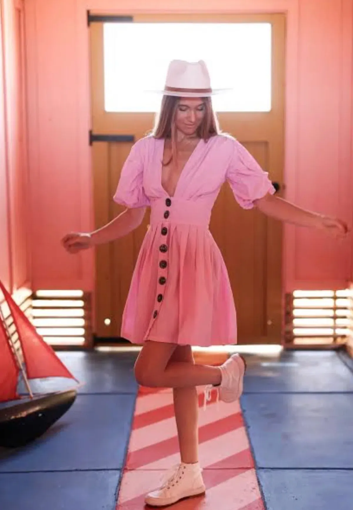 State Of Georgia Jaime Mini Dress Pink Size AU 10 - Image 1