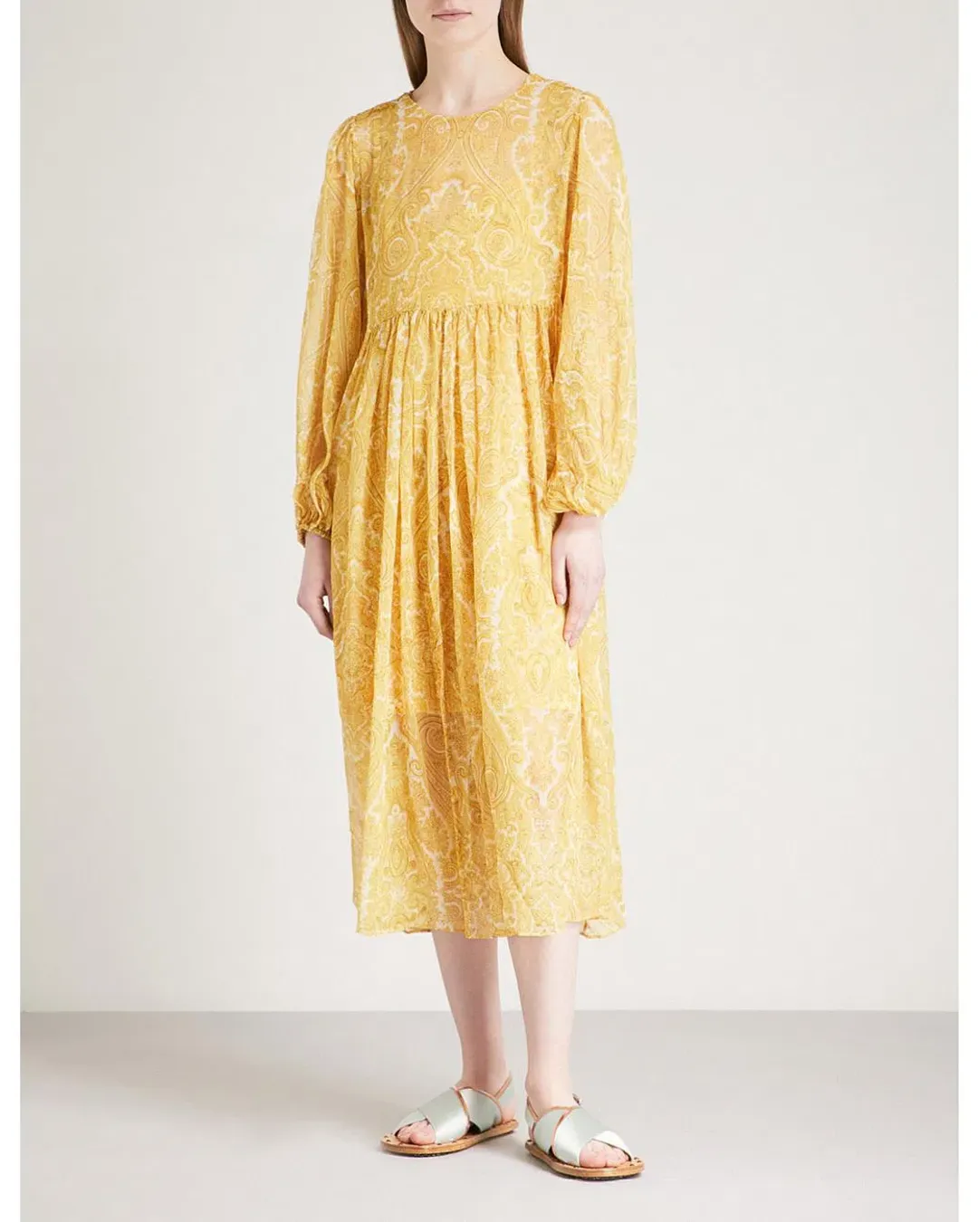 Zimmermann Lumino Paisley Midi Dress Yellow Paisley Size 6 for rent on The Volte - main image