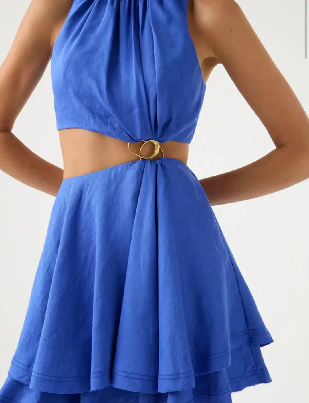 Aje Holt Cut Out Ring Mini Dress Blue Size 10 / M for rent on The Volte - main image