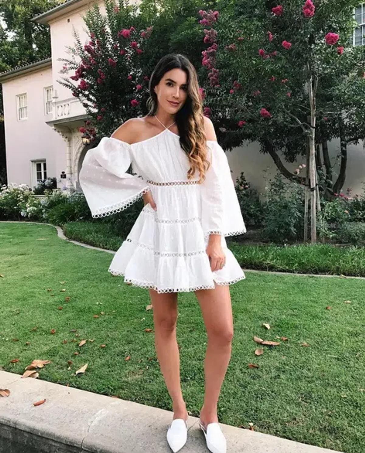 Zimmermann Jasper Dot Floating Cold Shoulder Mini Dress White Size 6 - Image 4