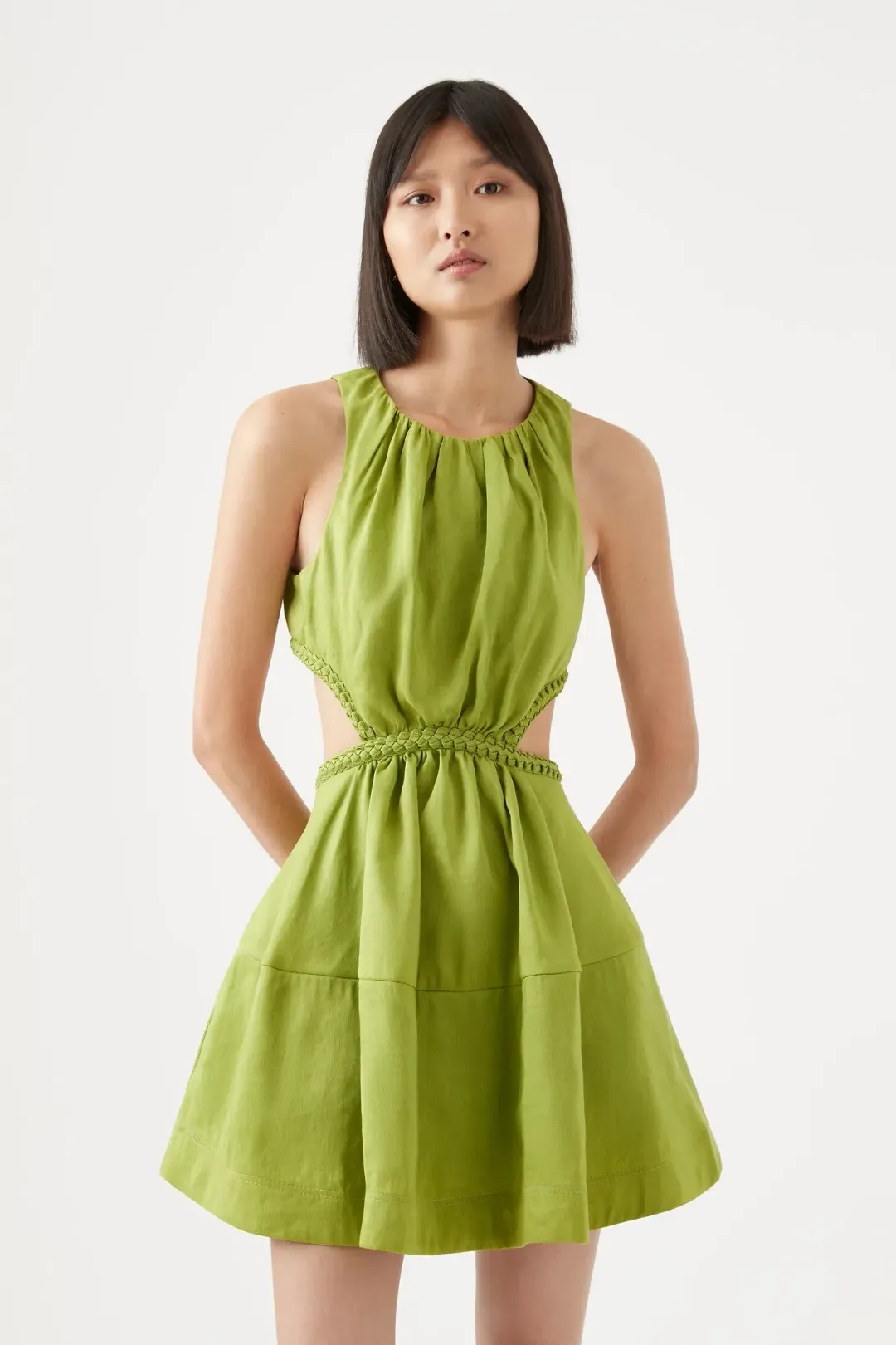 Aje Voyage Braided Cut Out Mini Dress Green Size 6 / XS for rent on The Volte - main image