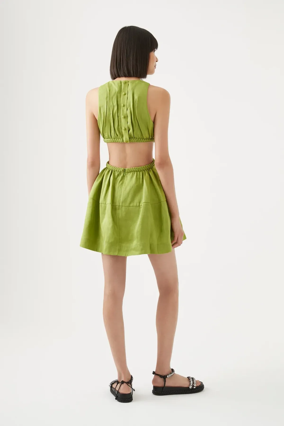 Aje Voyage Braided Cut Out Mini Dress Green Size 6 / XS - Image 5