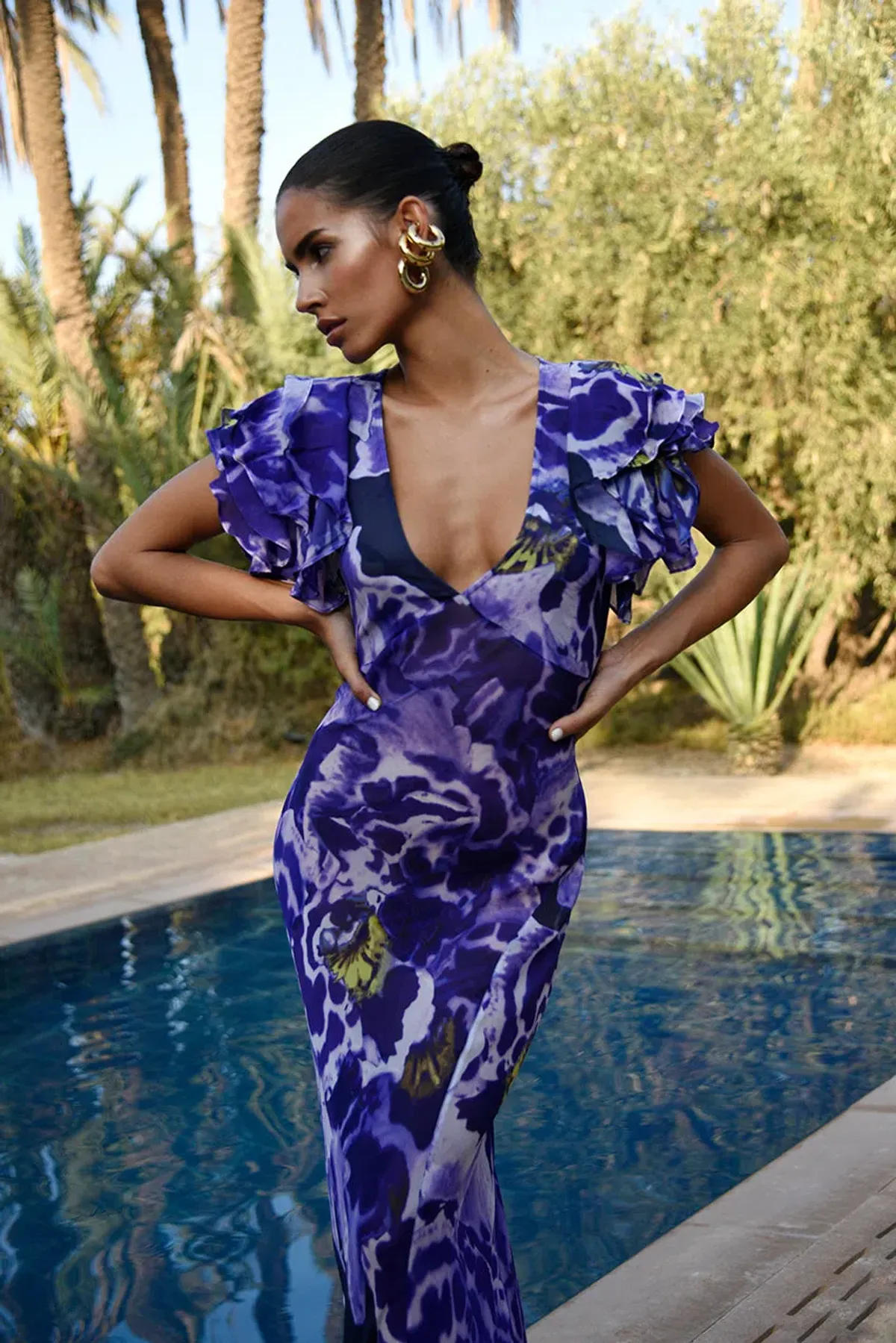 Rat & Boa Lucille Maxi Dress Purple Floral Size XS / Au 6 - Image 2