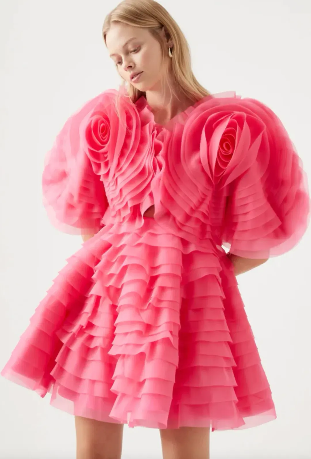 Aje Amour Ruffle Mini Dress Pink Size 8 / S for rent on The Volte - main image