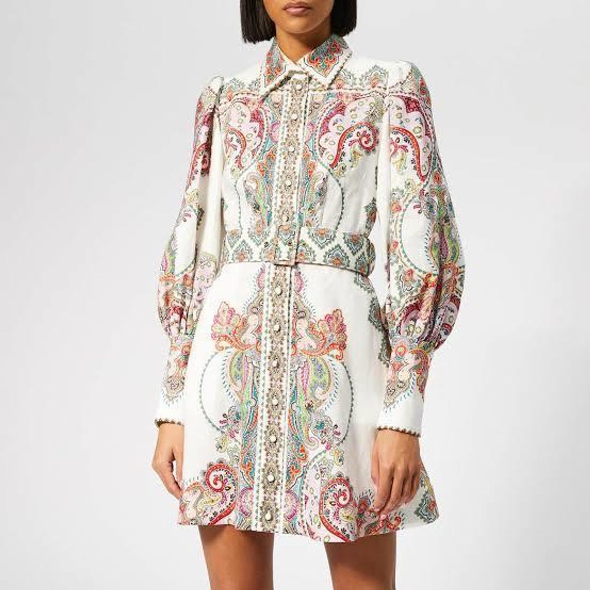 Zimmermann Ninety Six Shirt Mini Dress Lennon Paisley Print Size 6 - Image 3