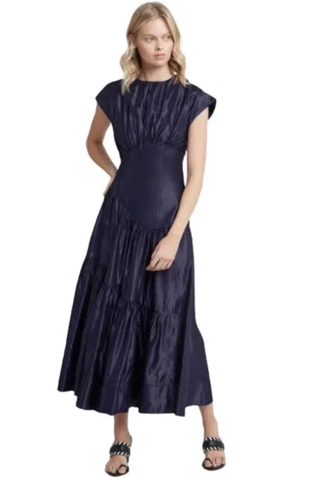 Aje Serendipity Reflection Midi Dress Washed Indigo Size 12 for rent on The Volte - main image