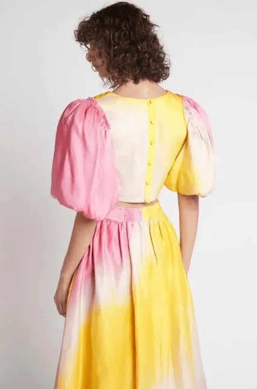 Aje Cloud Burst Puff Sleeve Cropped Top Tie Dye Pink Size 12 for rent on The Volte - main image