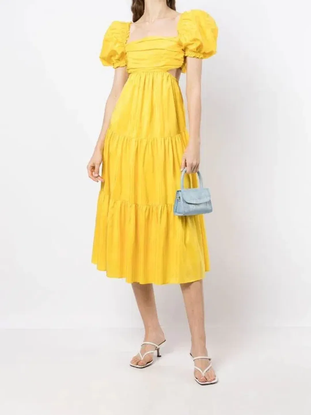 Rebecca Vallance Izzy Midi Dress Yellow Size AU 10 for rent on The Volte - main image
