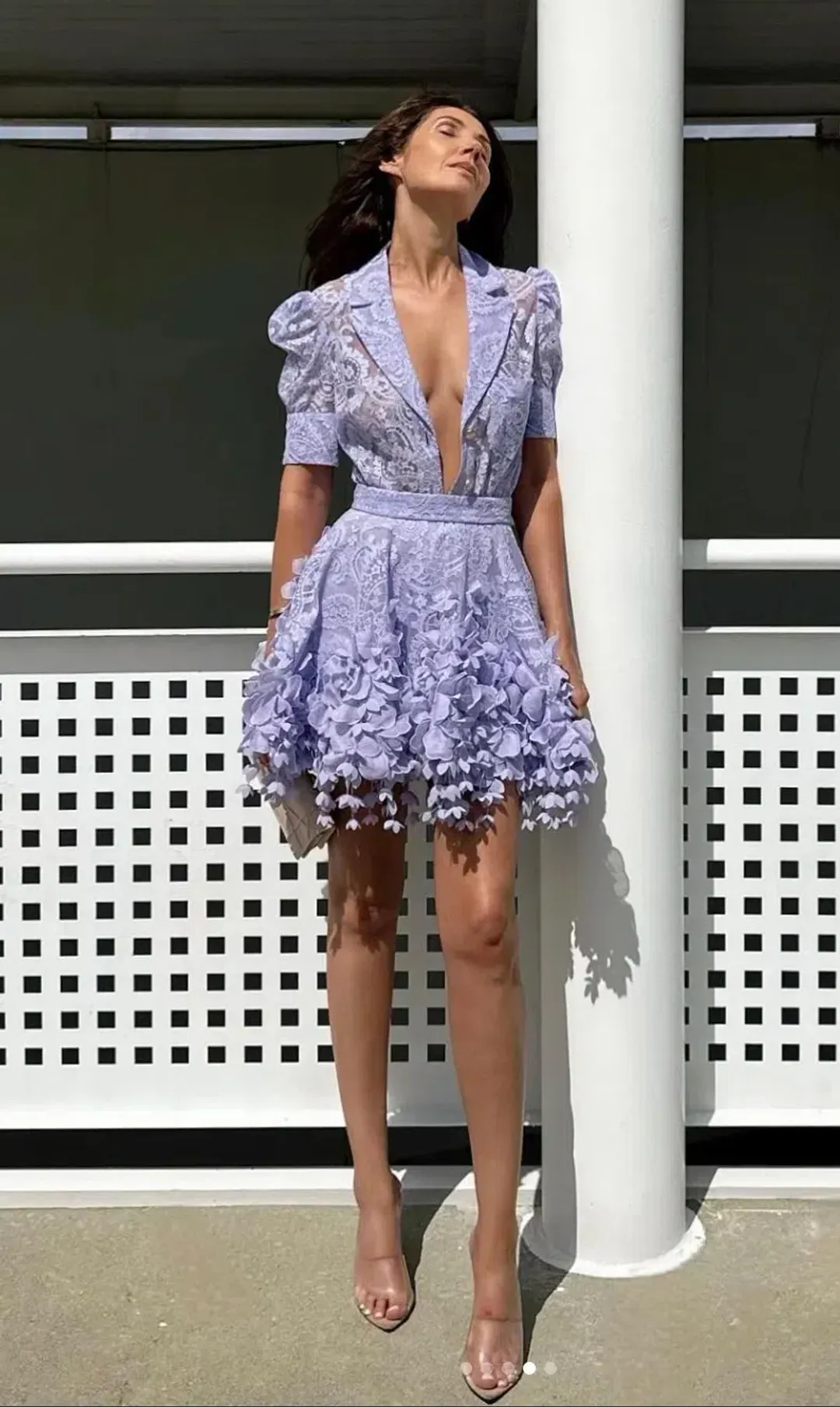 Zimmermann High Tide Flip Mini Skirt & Lace Shirt Set Periwinkle Size 0/ AU 6 to 8 for rent on The Volte - main image