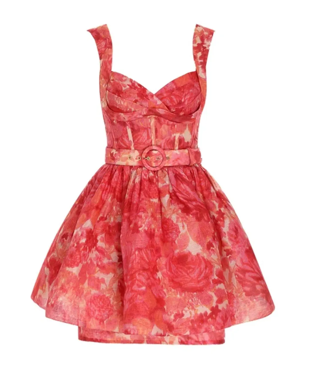 Zimmermann High Tide Mini Dress Pink Ikat Floral Size 0 / AU 6 to 8 for rent on The Volte - main image