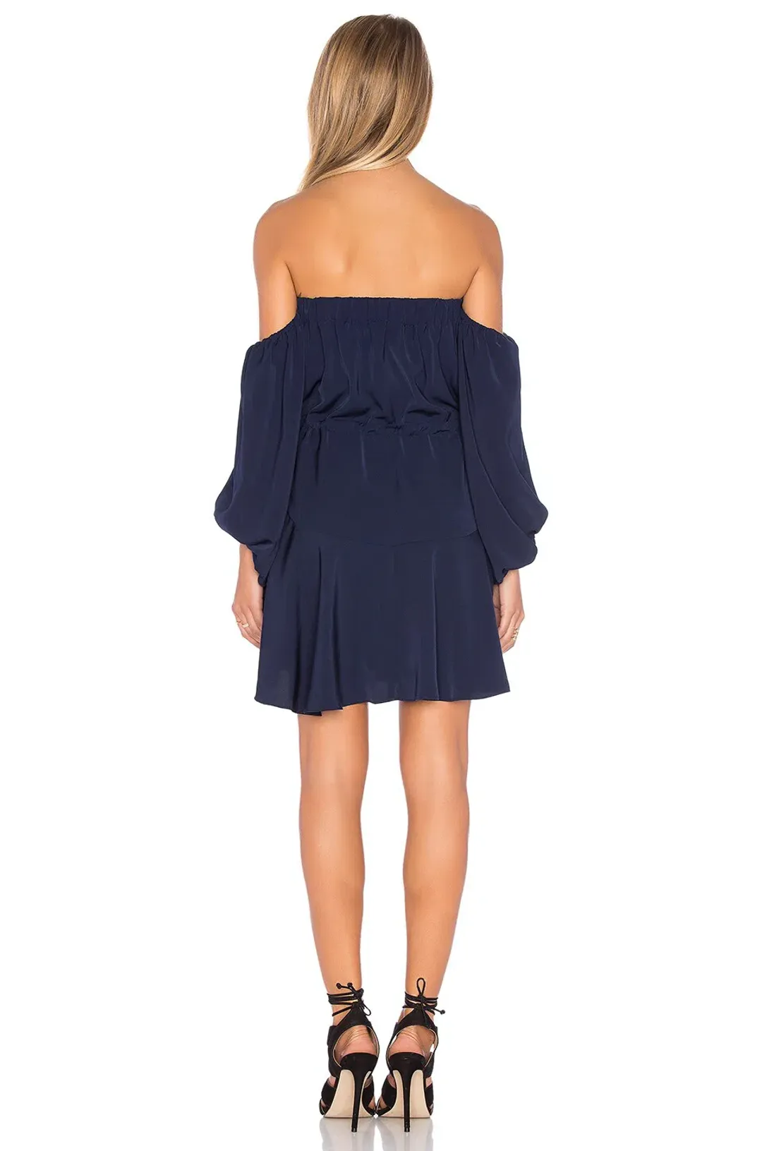 Shona Joy Leticia Core Off Shoulder Mini Dress Navy Size 6 for rent on The Volte - main image