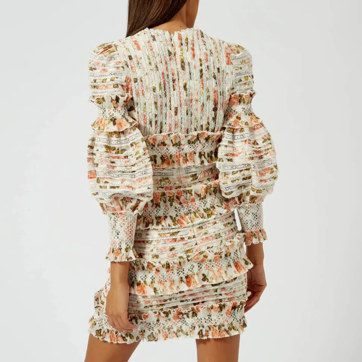 Zimmermann Radiate Smocked Mini Dress Peach Rose Floral Size 8 - Image 2