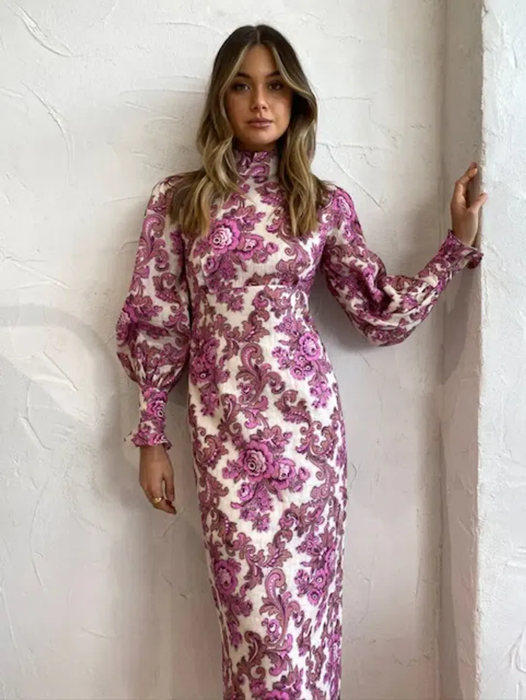 Alemais Isla Midi Dress Magenta Size 8 for rent on The Volte - main image