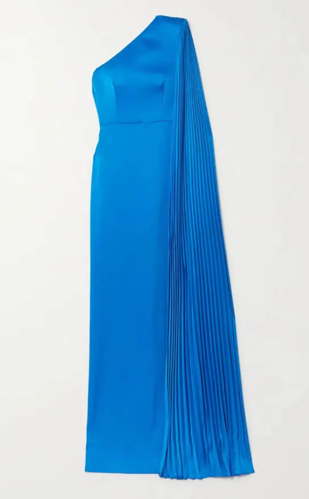 Alex Perry Marnel One Shoulder Cape Effect Pleated Satin Crepe Maxi Dress Blue Size 8 for rent on The Volte - main image