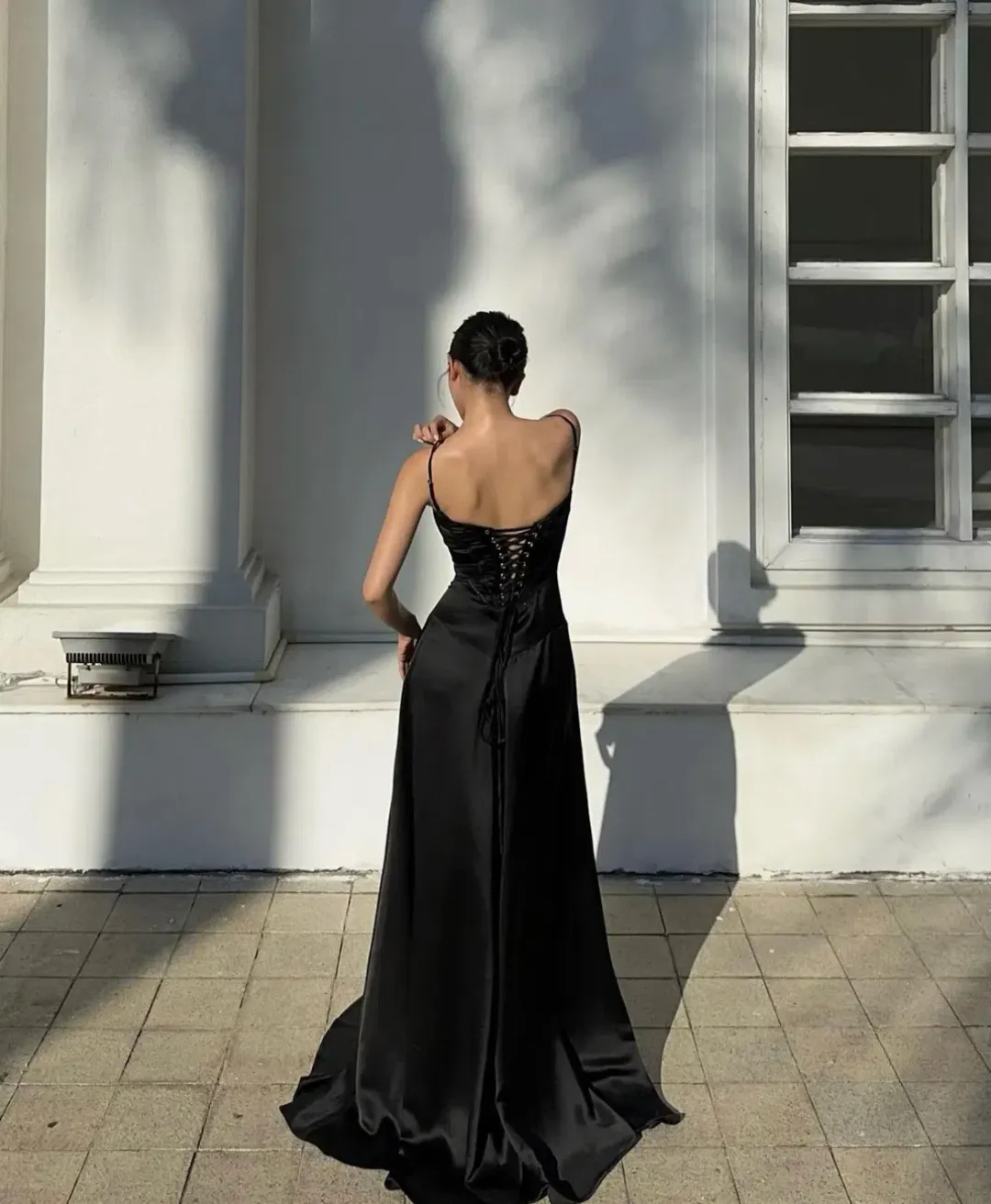 House of CB Anabella Lace Up Corset Maxi Dress in Black Size M / AU 10 for rent on The Volte - main image