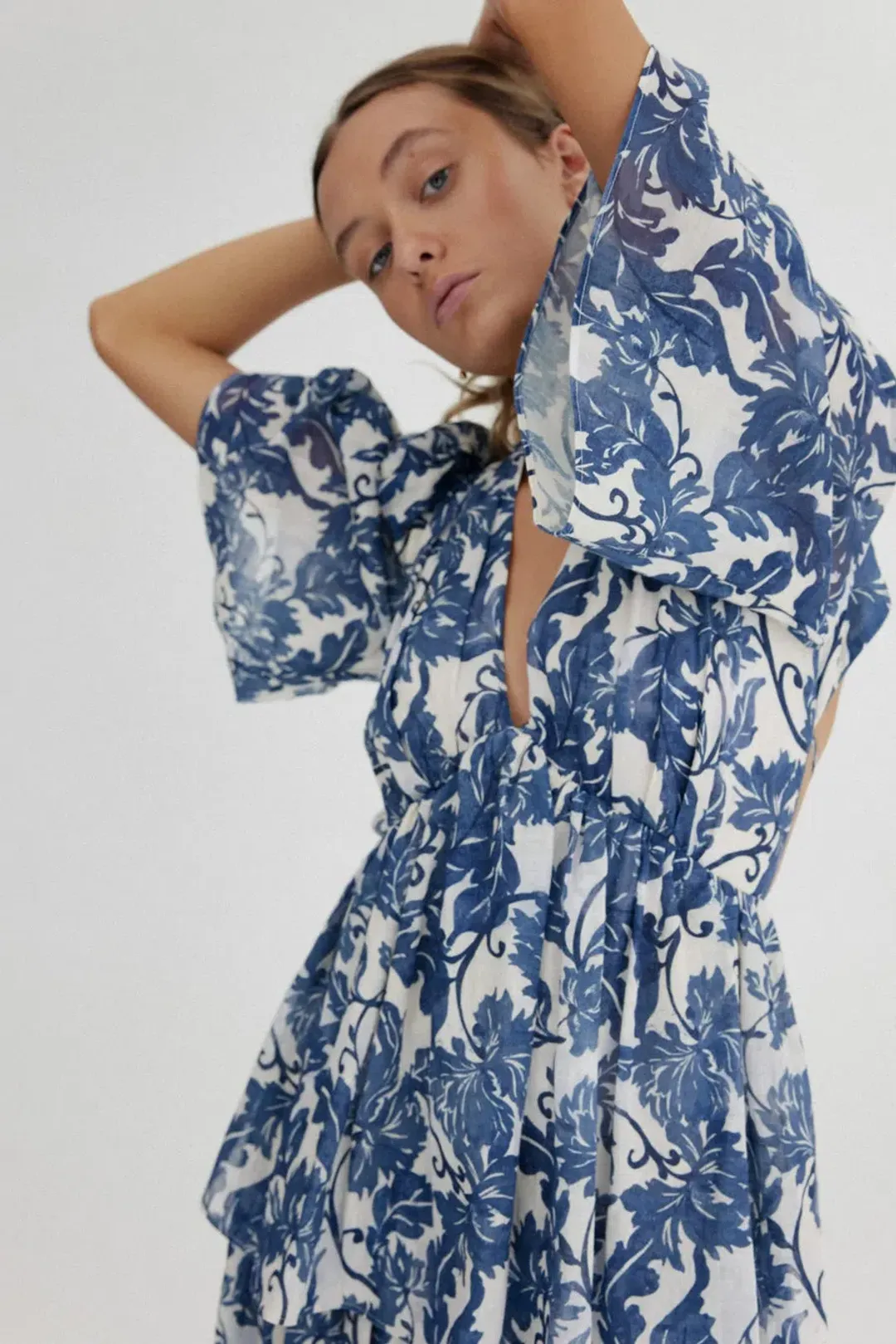 Significant Other Scarlett Maxi Dress Blue White Floral Size 6 for rent on The Volte - main image