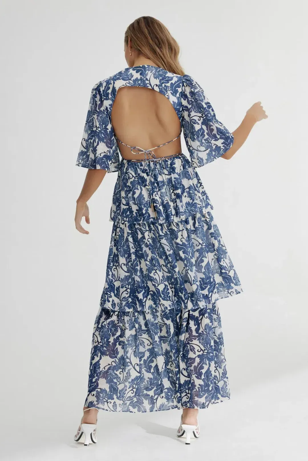 Significant Other Scarlett Maxi Dress Blue White Floral Size 6 for rent on The Volte - main image