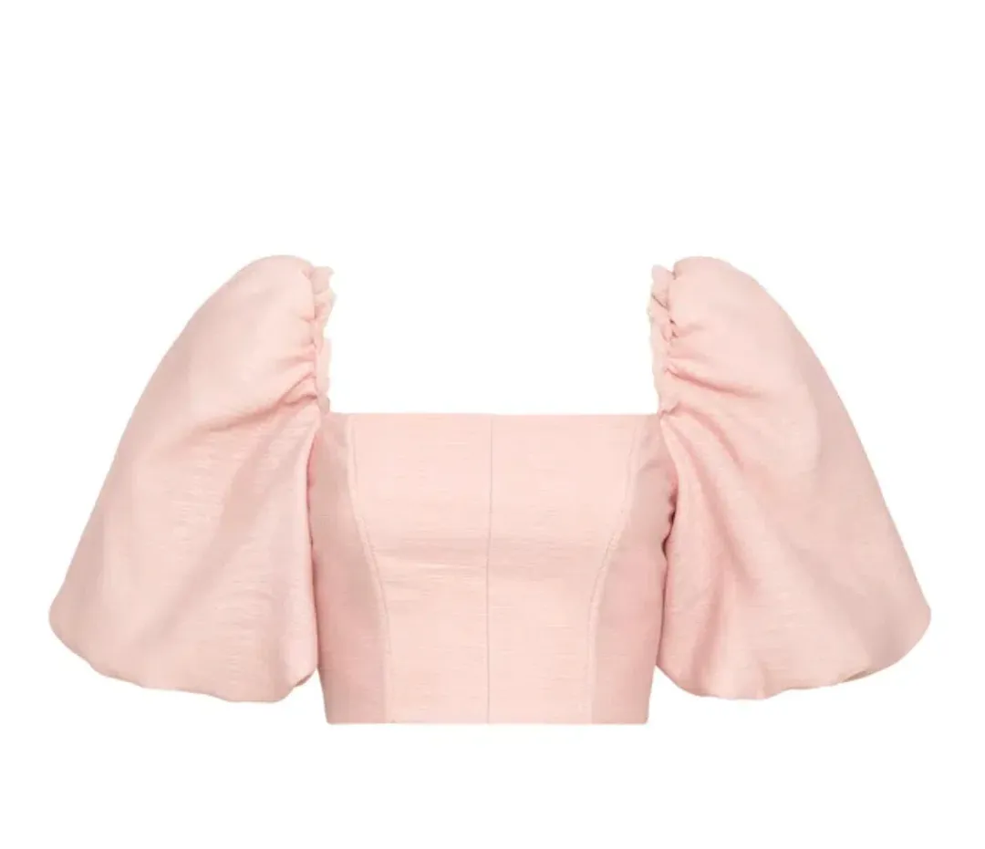 Aje Esme Puff Sleeve Cropped Top Pink Size 10 / M for rent on The Volte - main image