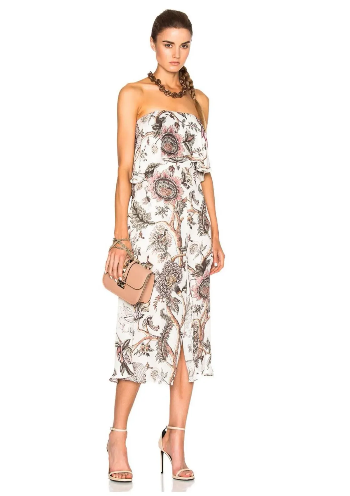 Zimmermann Karmic Flounce Strapless Cocktail Midi Dress Indienne Floral Print Size 6 - Image 1