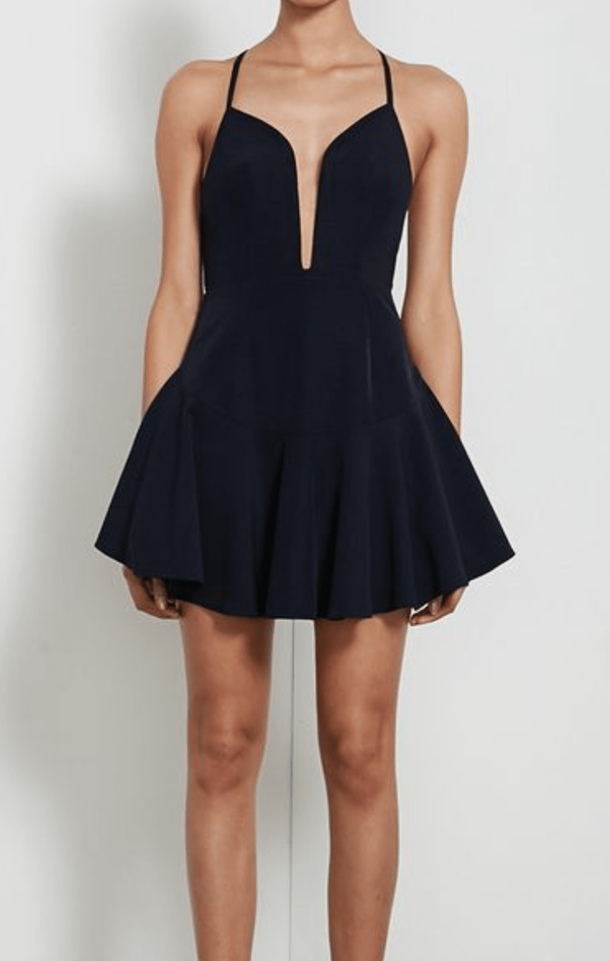Shona Joy Giselle Plunged Mini Skater Dress Navy Size 8 - Image 1