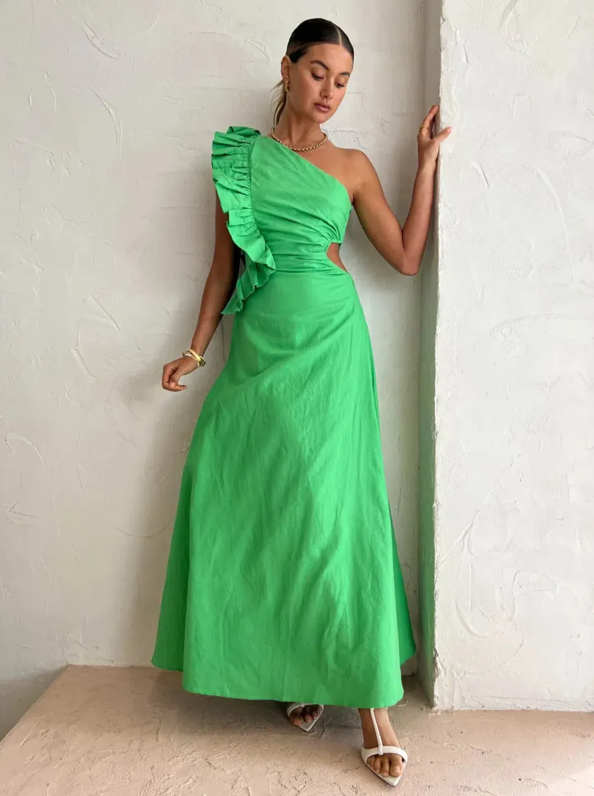 By Nicola Adrift Midi Dress in Parakeet Green Size 12 - Image 1