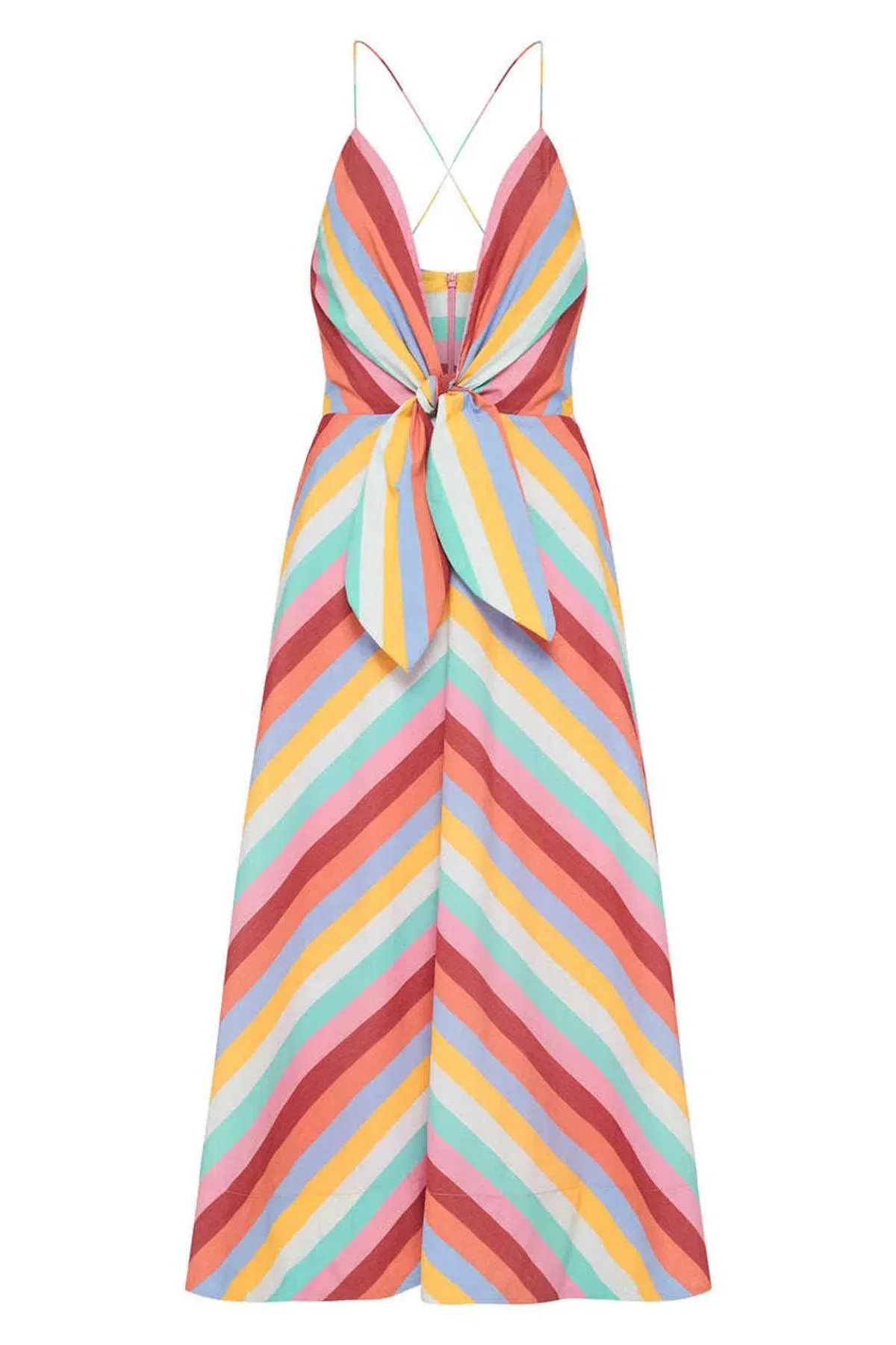 Rebecca Vallance Lolita Tie Midi Dress in Multi Colour Print Size 14 - Image 3