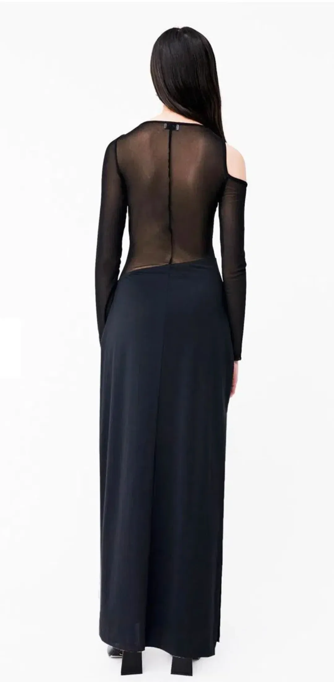 Suboo Rodin Long Sleeve Mesh Jersey Maxi Dress Black Size M / Au 10 for rent on The Volte - main image
