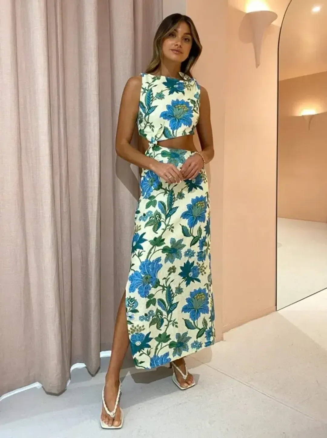 SIR the Label Alexandre Knot Dress in Marguerite Print Size 2 / AU 10 for rent on The Volte - main image