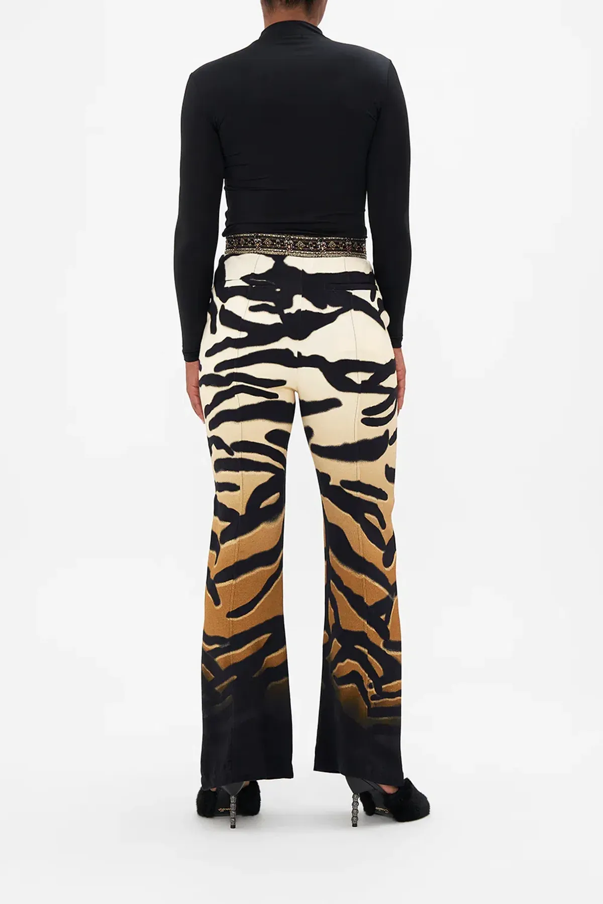 Camilla Full Length Flared Pant Tame My Tiger Print Size L / AU 14 - Image 6