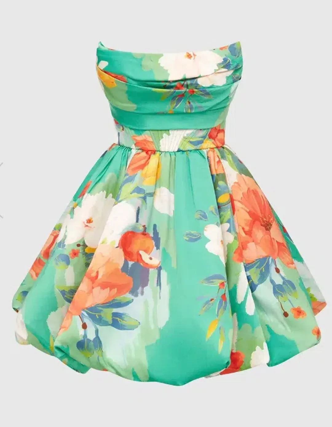 Leo Lin Florescence Bustier Bubble Mini Dress in Lily Pad Green Size 6 for rent on The Volte - main image