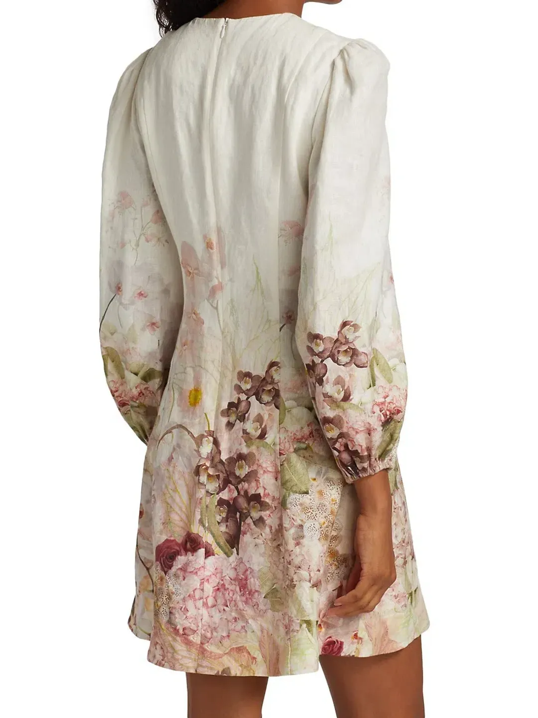 Zimmermann Dancer Hummingbird Mini Dress Alabaster Garden Floral Size 2/Au 12 for rent on The Volte - main image