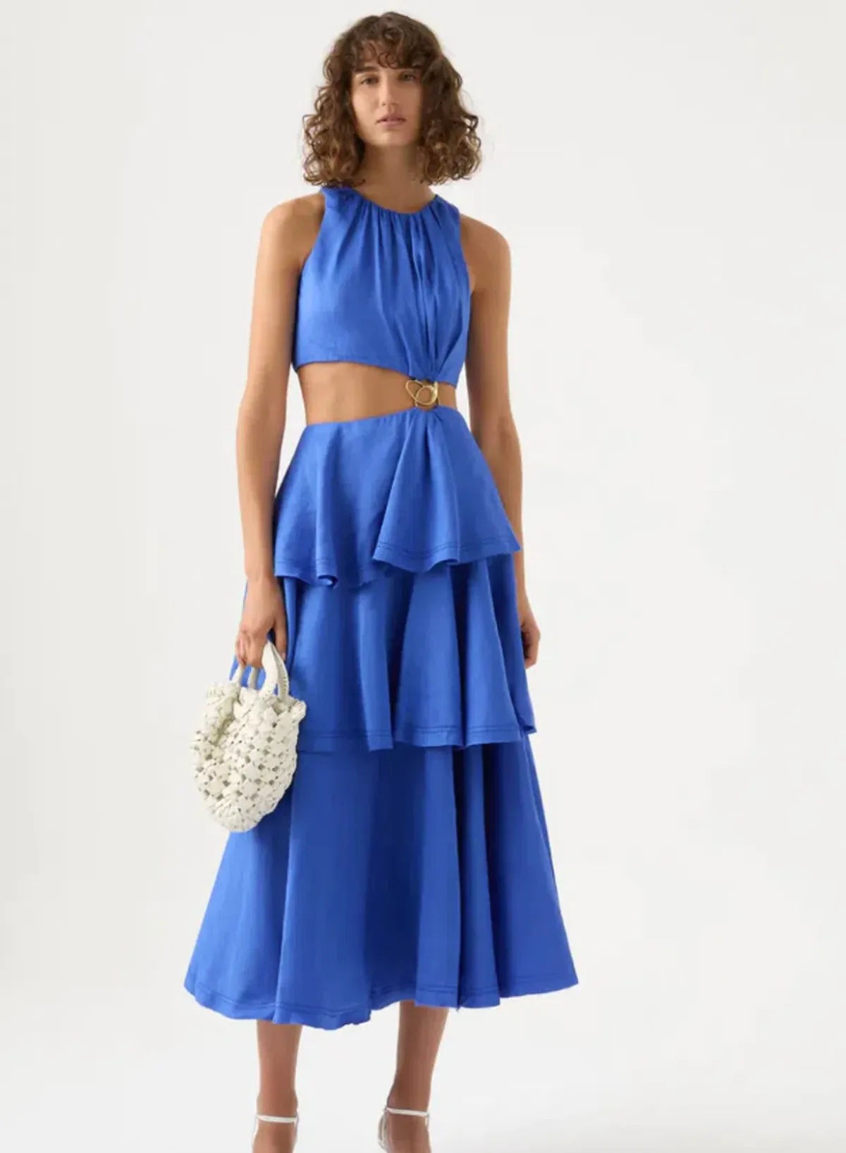Aje Wave Cut Out Ring Midi Dress Marine Blue Size 8 - Image 2