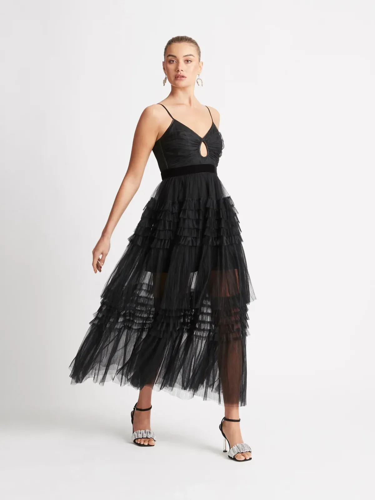 Sheike Phantom Mesh Maxi Dress Black Size 6 - Image 1