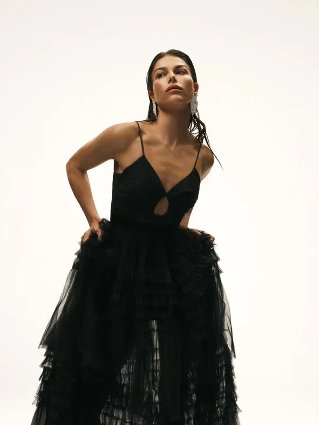 Sheike Phantom Mesh Maxi Dress Black Size 6 for rent on The Volte - main image