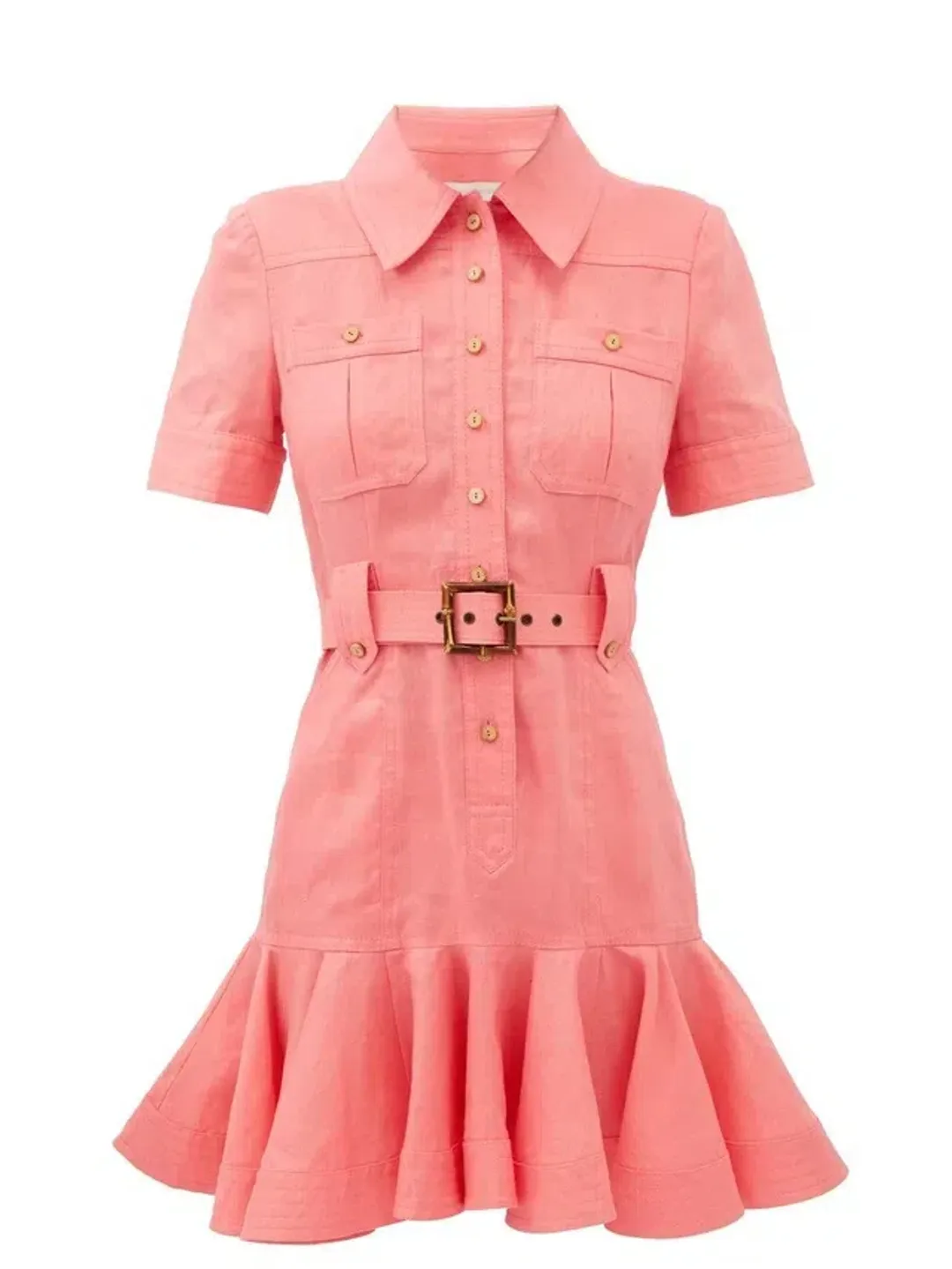 Zimmermann Poppy Belted Mini Dress Watermelon Pink Size 0 / AU 8 for rent on The Volte - main image