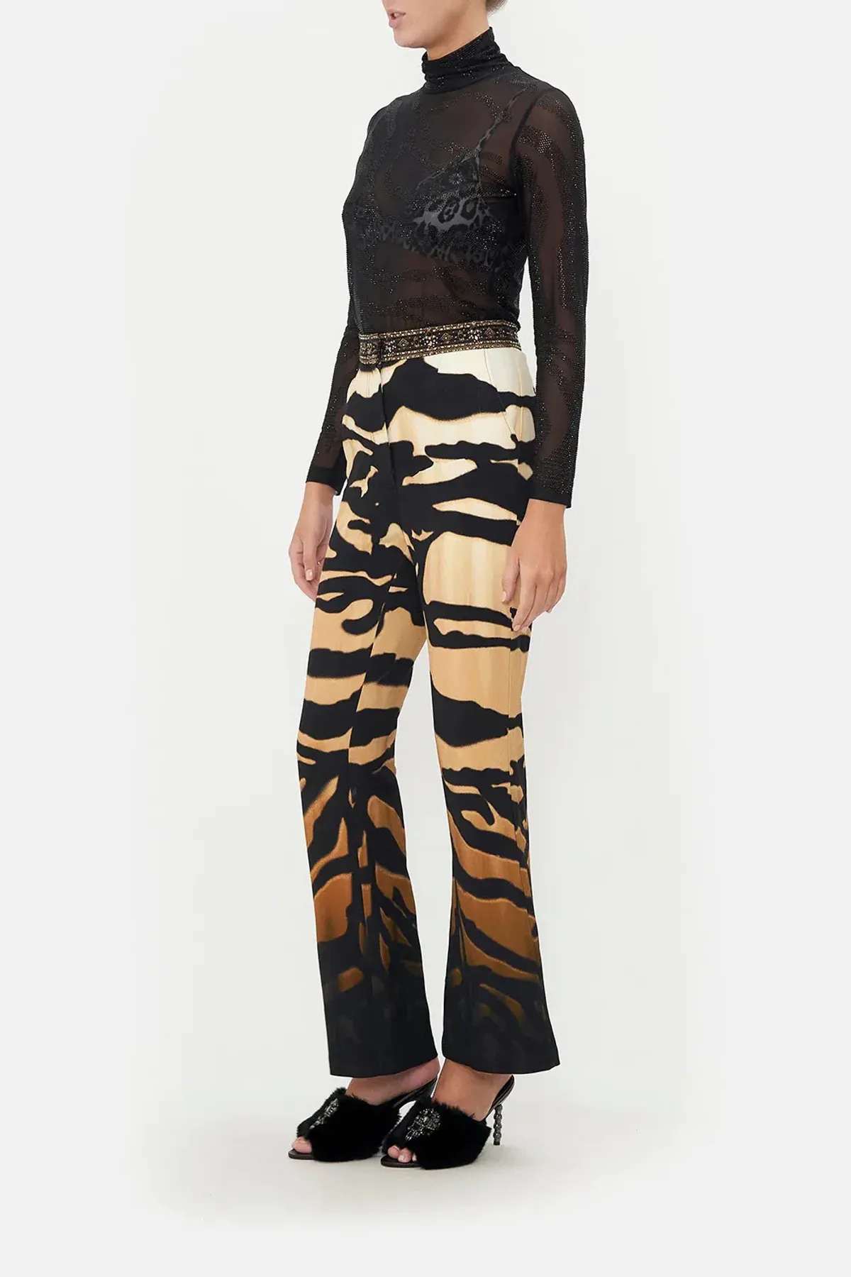 Camilla Jersey Turtleneck Tame My Tiger Black with Camilla Cool For Cats Soft Bra & Camilla Full Length Flared Pant Tame My Tiger (L / AU14) - Image 5