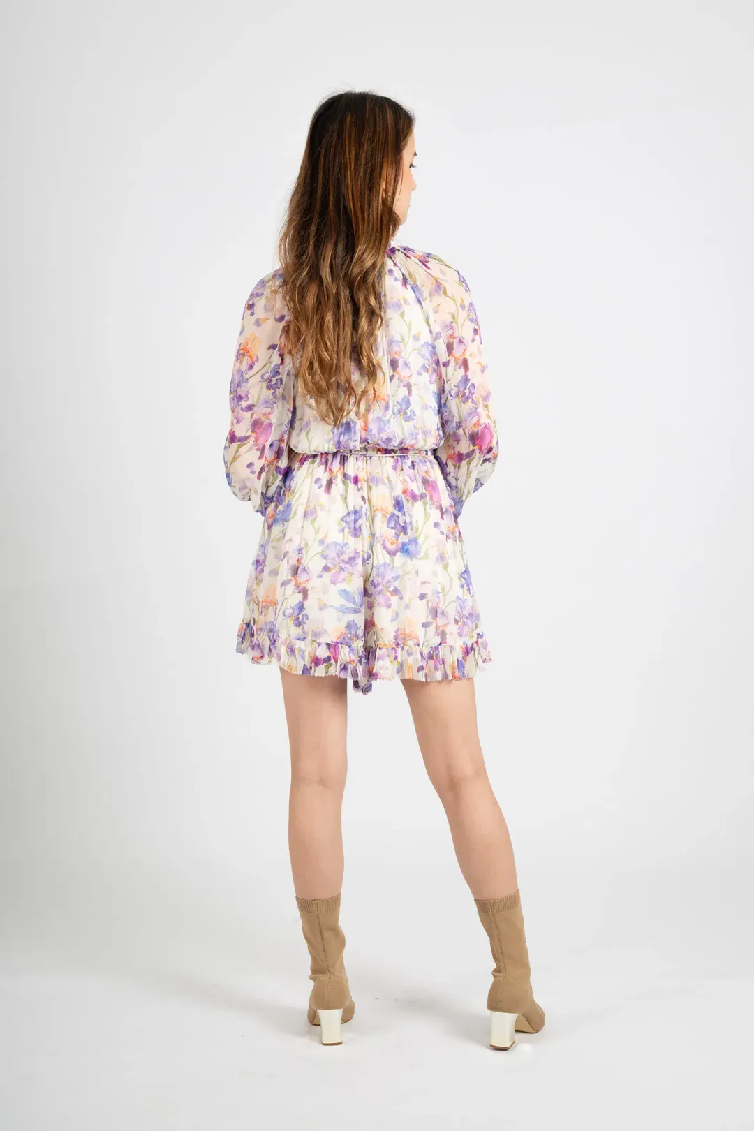 Zimmermann Tama Ruffle Mini Dress Floral Size 0 / AU 8 for rent on The Volte - main image