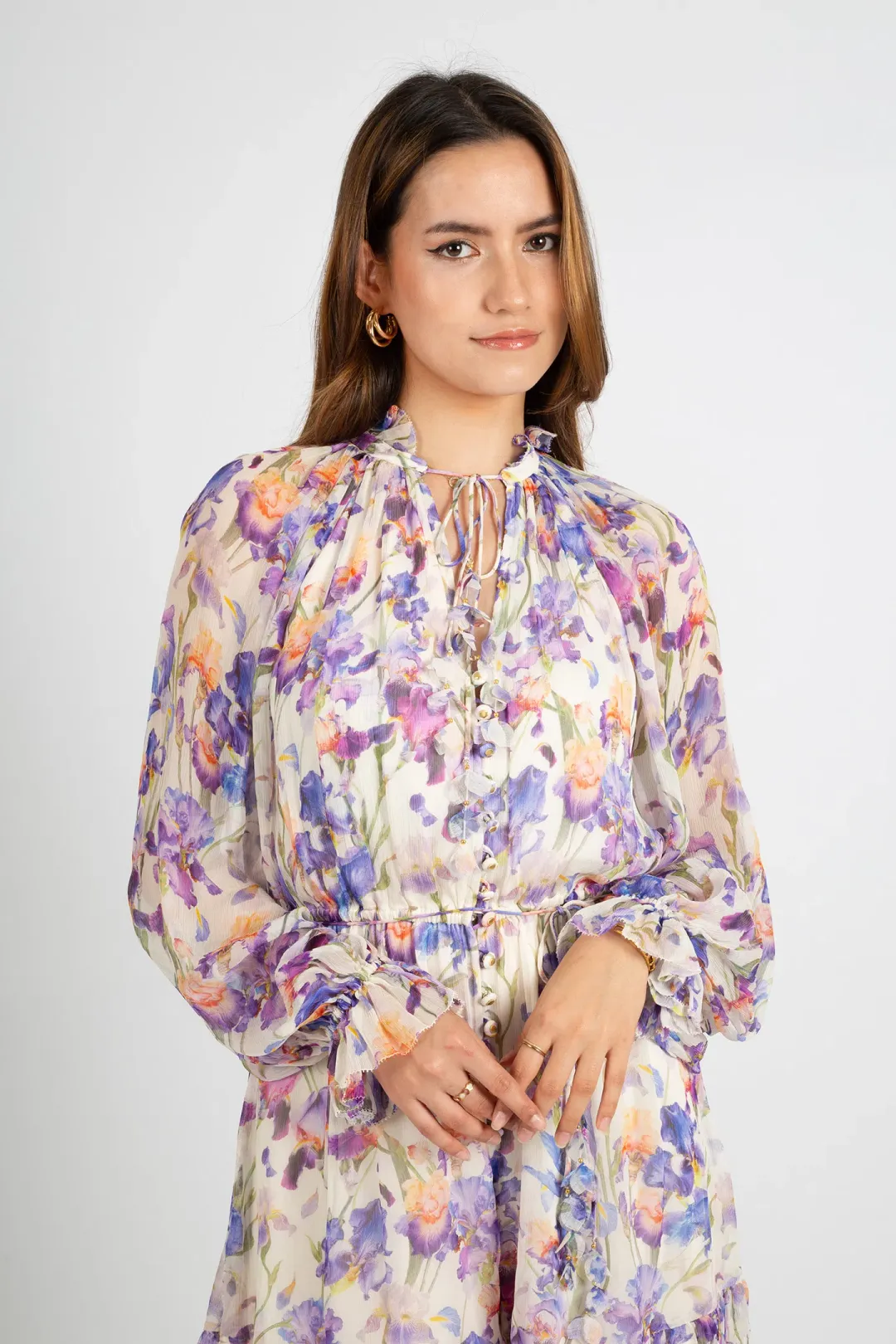 Zimmermann Tama Ruffle Mini Dress Floral Size 0 / AU 8 for rent on The Volte - main image