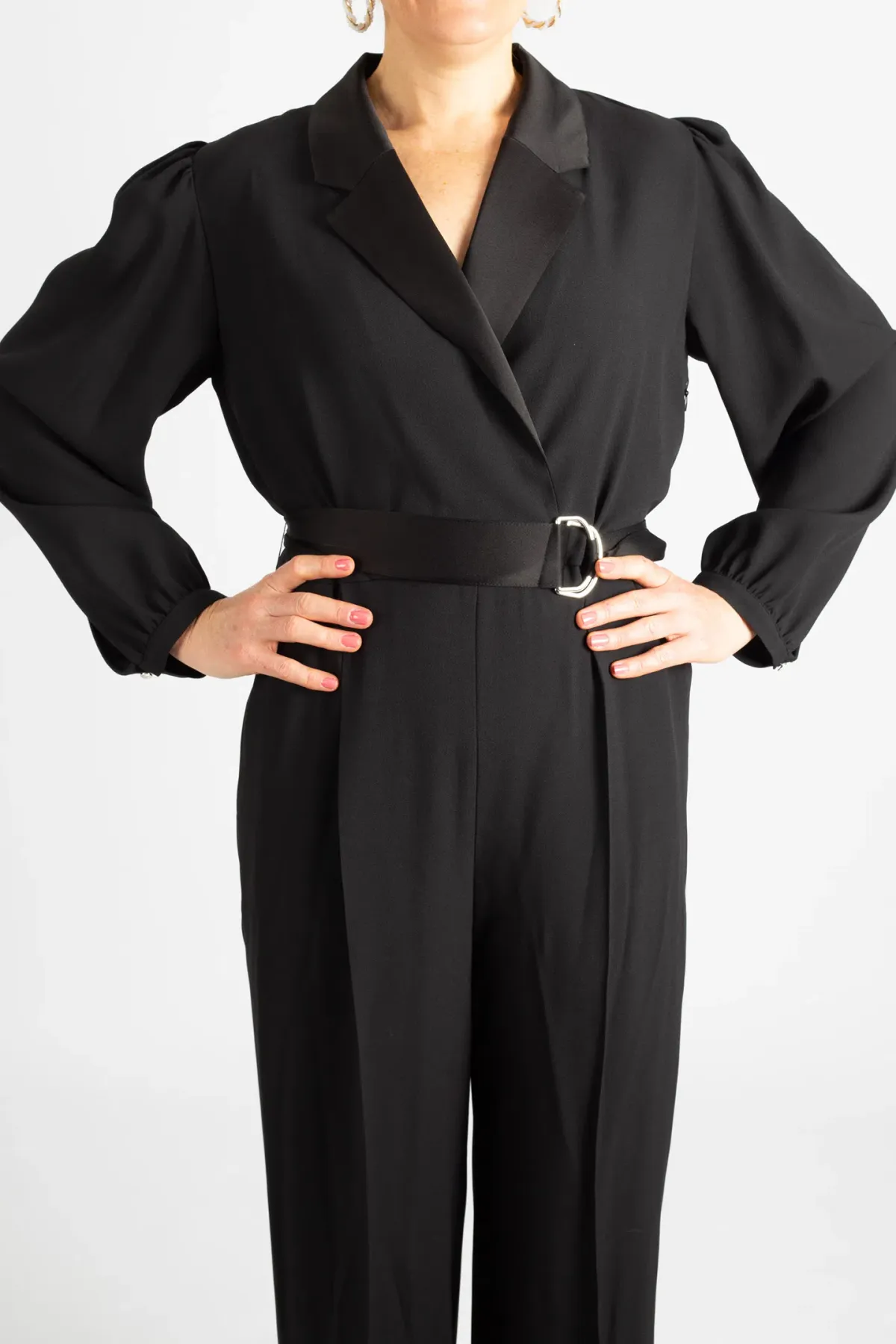 Hugo Boss Tonal Silken Trims Crepe Jumpsuit Black Size 10 - Image 5