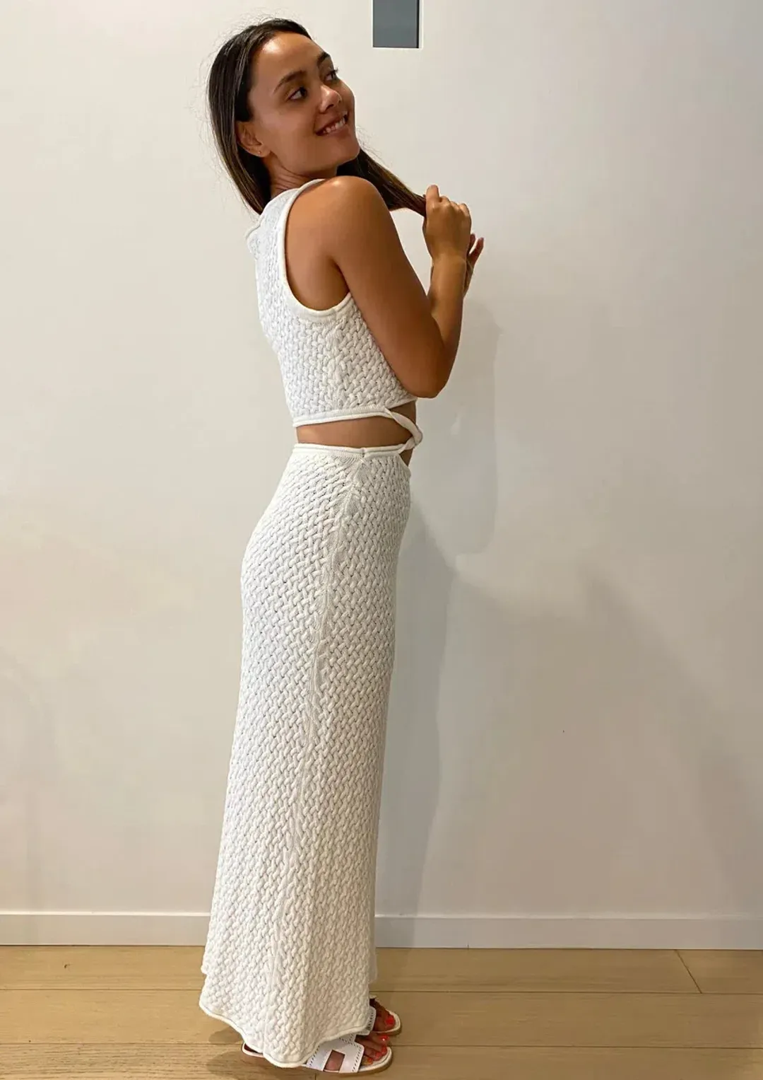 Bec & Bridge Effie Knit Cut Out Dress White Size AU 10 for rent on The Volte - main image