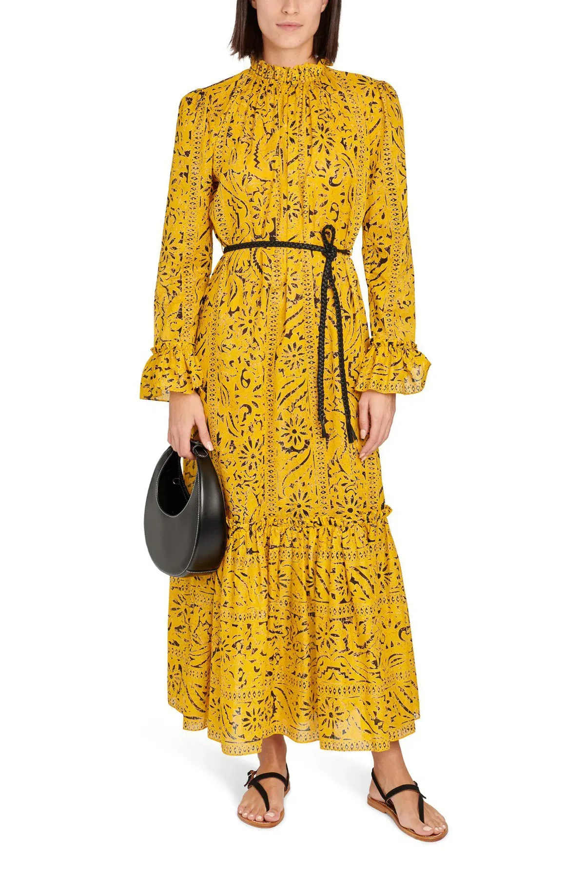 Zimmermann Lulu Frill Hem Long Dress Yellow Print Size 10 - Image 1